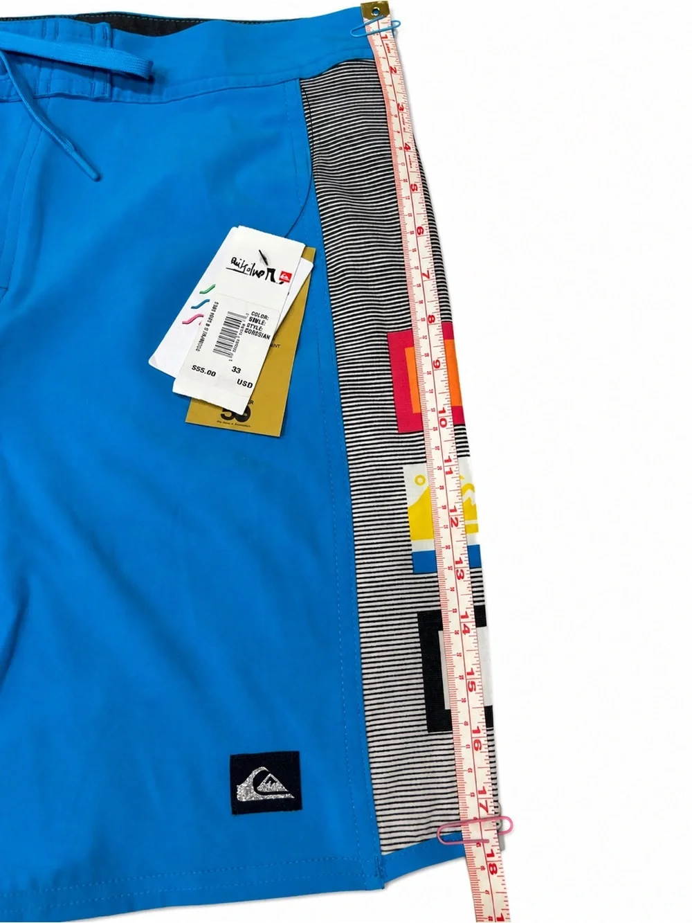 Men’s Quiksilver Bright Blue Swim Boardshorts with Graphic Side Panels
